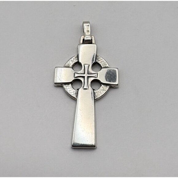James Avery Silver Celtic Cross Pendant Retired Religious Cross Center - Picture 9 of 9